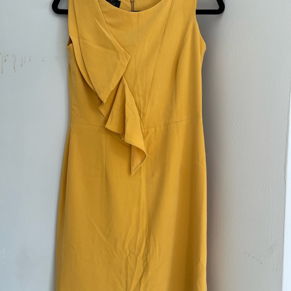 Elegant Mustard Yellow Sleeveless Ruffle Dress